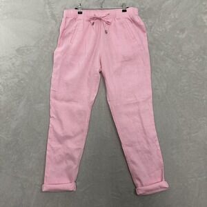 Lilly Pulitzer Taron Linen Pants Pink Blossom Beach Resort Women's Medium